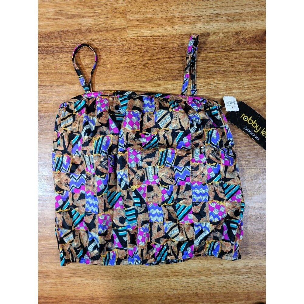 NWT Vintage Robby Len‎ Colorful Geometric Tankini Top Size 8